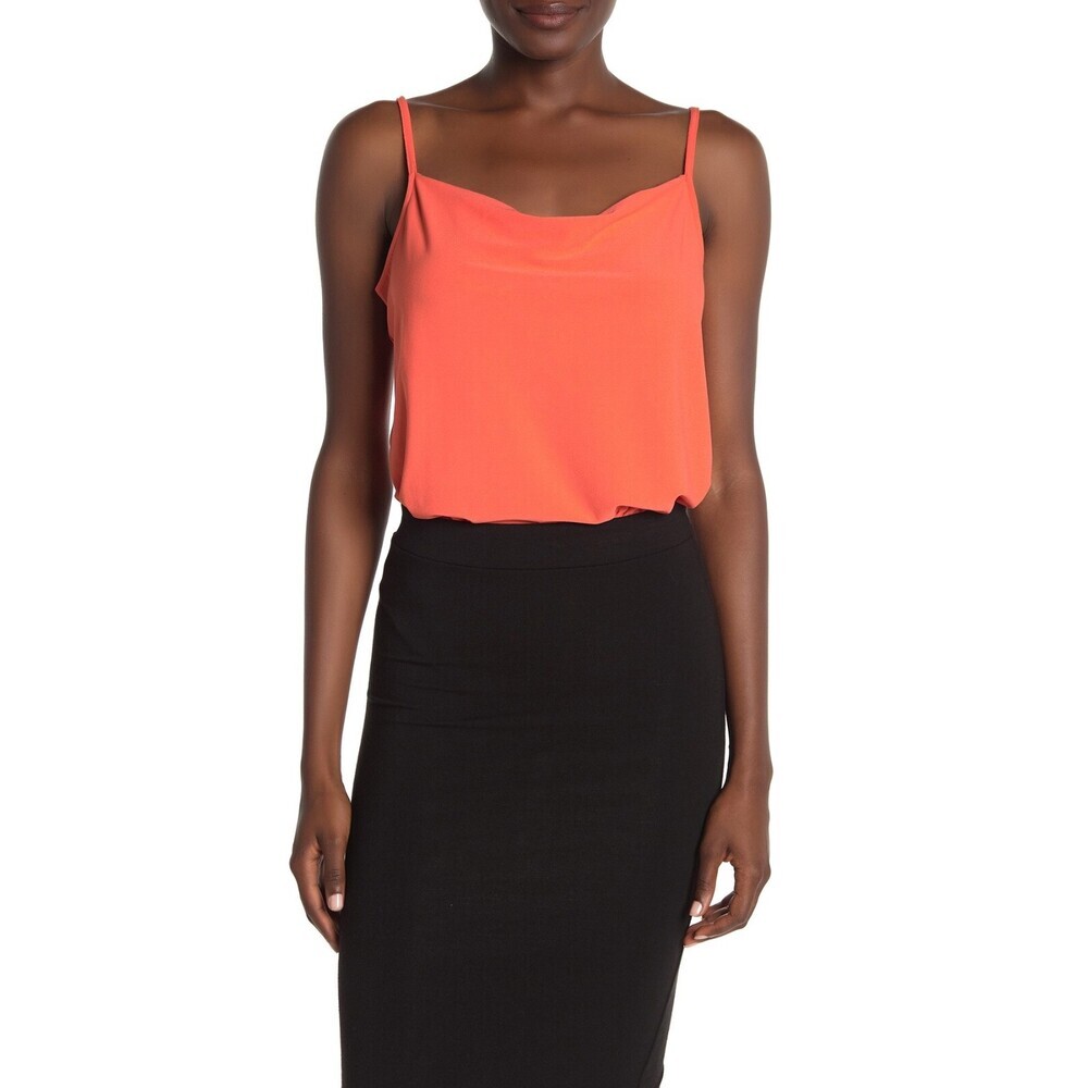Free Press Women’s Cowl Neck Bodysuit In Orange Size XXS